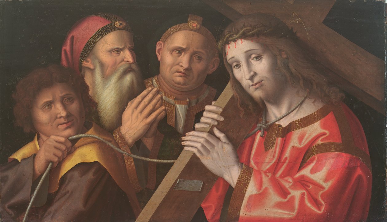 Christ portant la croix et deux saints - Marco Palmezzano