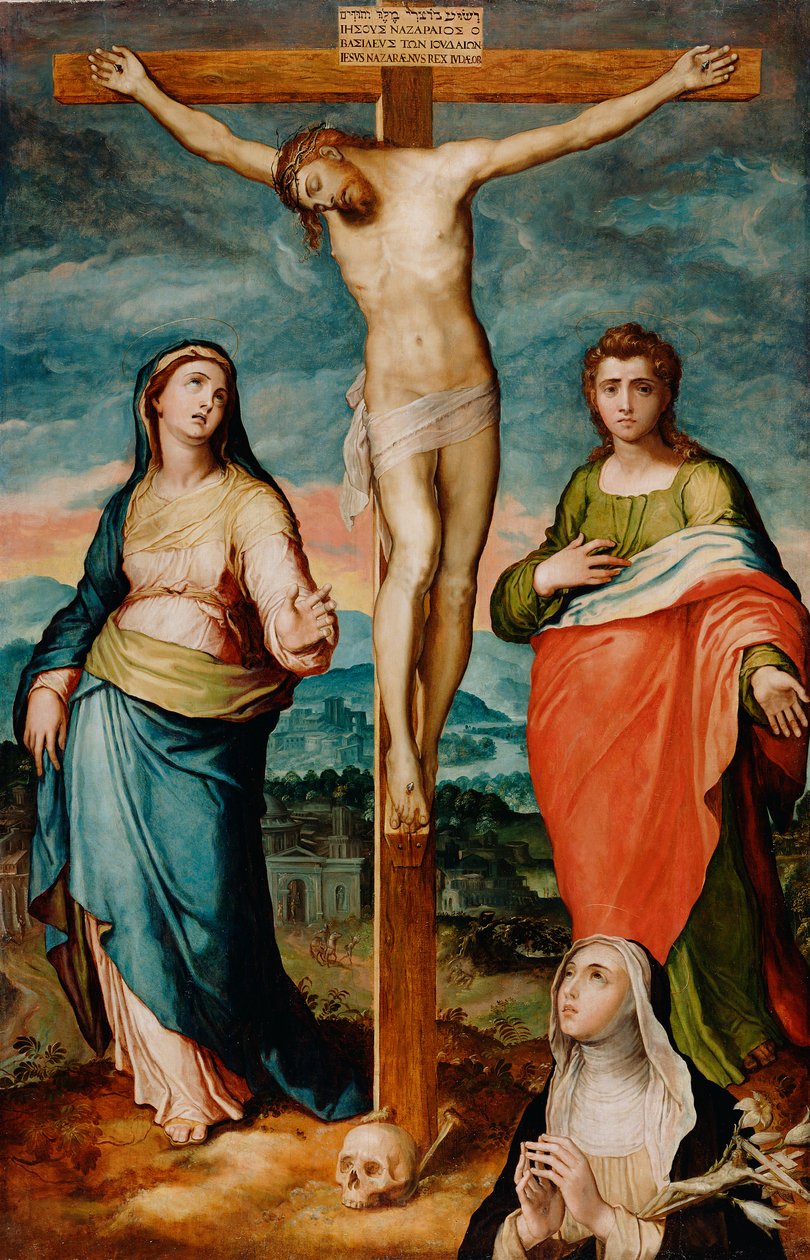 Le Christ en croix avec les saints Marie, Jean l