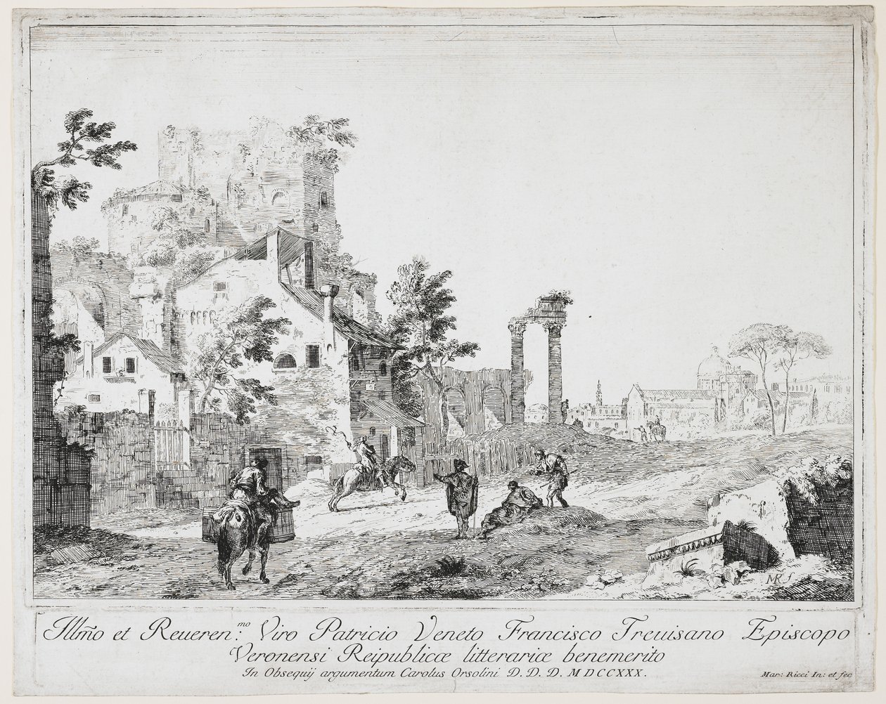 Route par un village de campagne, 1730 - Marco Ricci