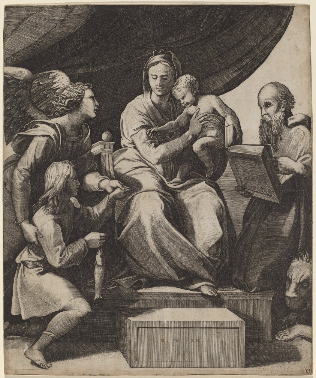La Vierge au poisson - Marco Dente after Raphael