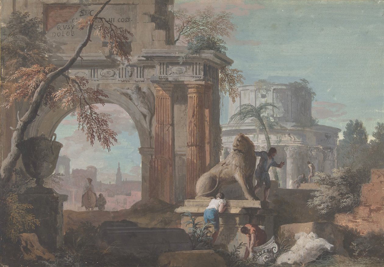 Caprice avec ruines romaines, vers 1700-1730 - Marco Ricci