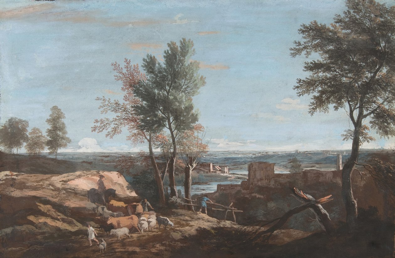 Paysage pastoral étendu - Marco Ricci