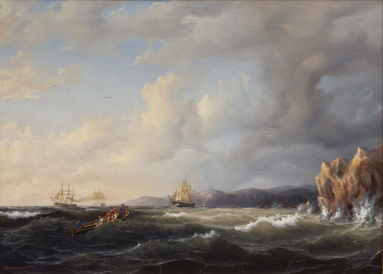 Bateau battant au vent à Kullaberg, 1849 - Marcus Larson