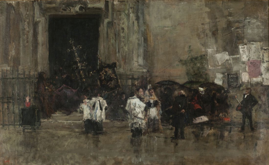 La procession surprise par la pluie - Marià Fortuny