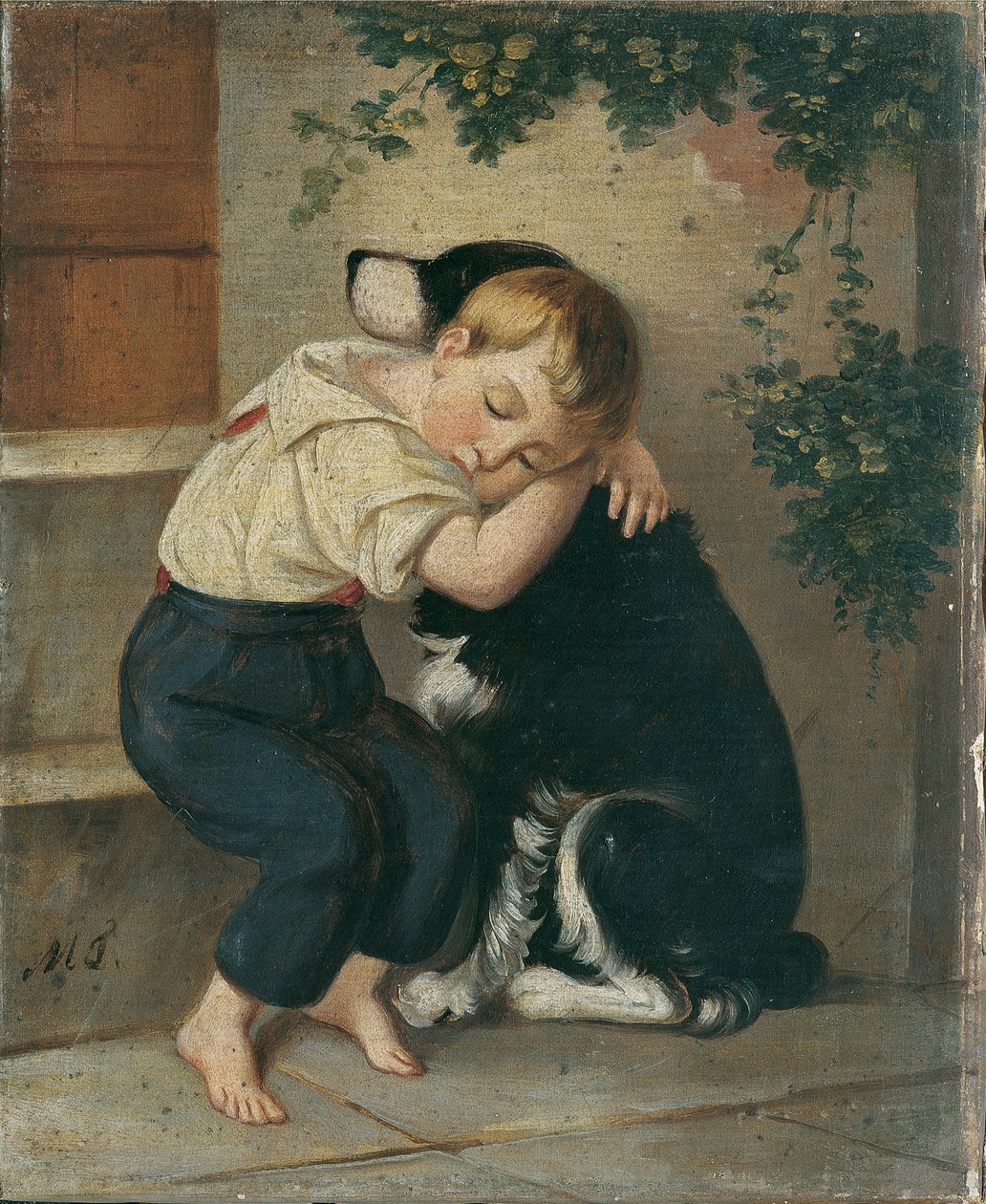 Garçon avec chien - Maria Theresia