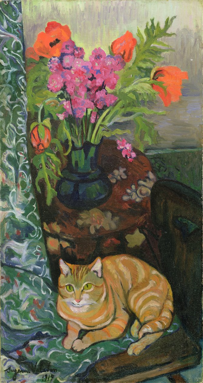 Bouquet et un chat, 1919 - Marie Clementine (Suzanne) Valadon