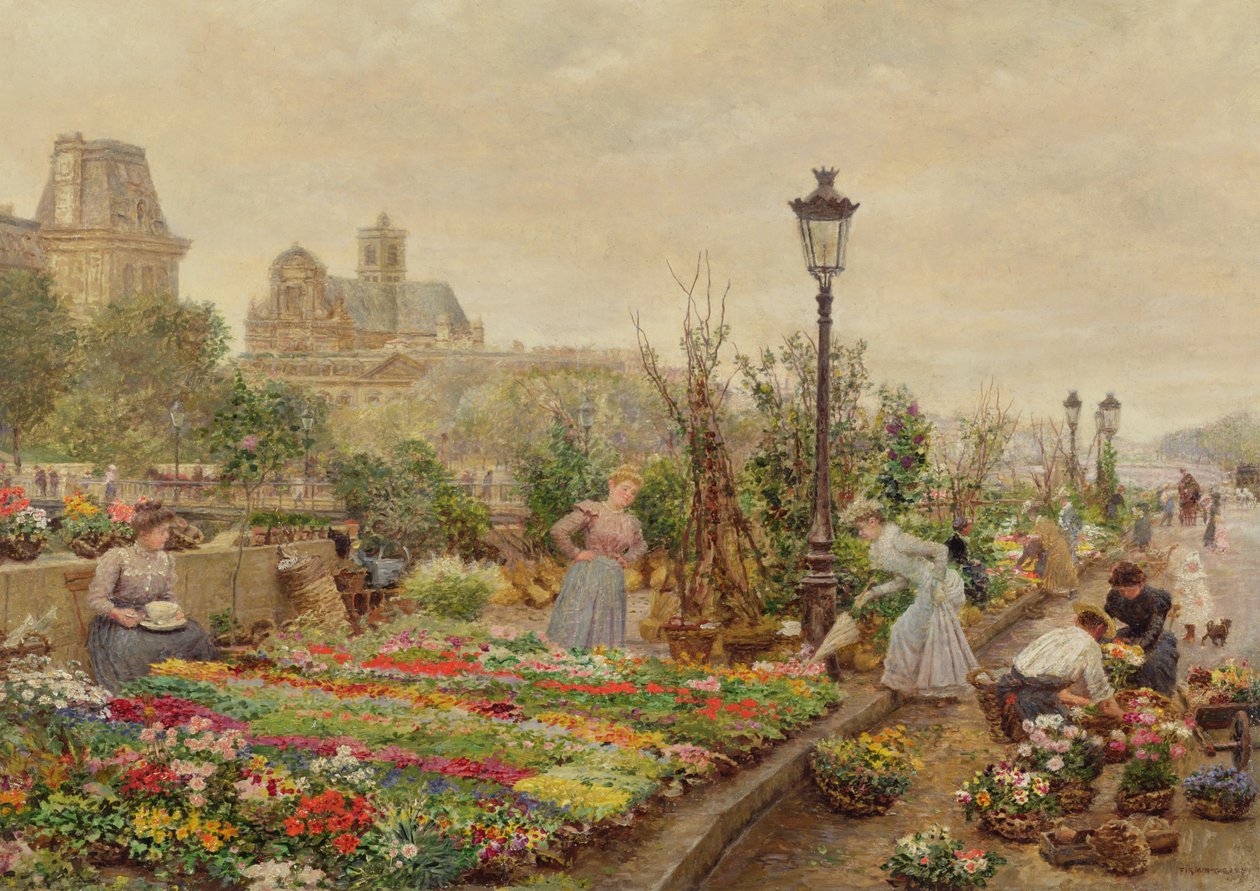 Le Marché aux Fleurs - Marie Francois Firmin Girard