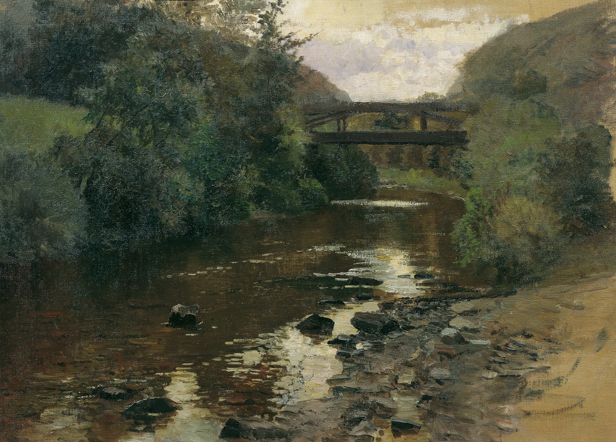 Eau forestière avec pont - Marie Egner