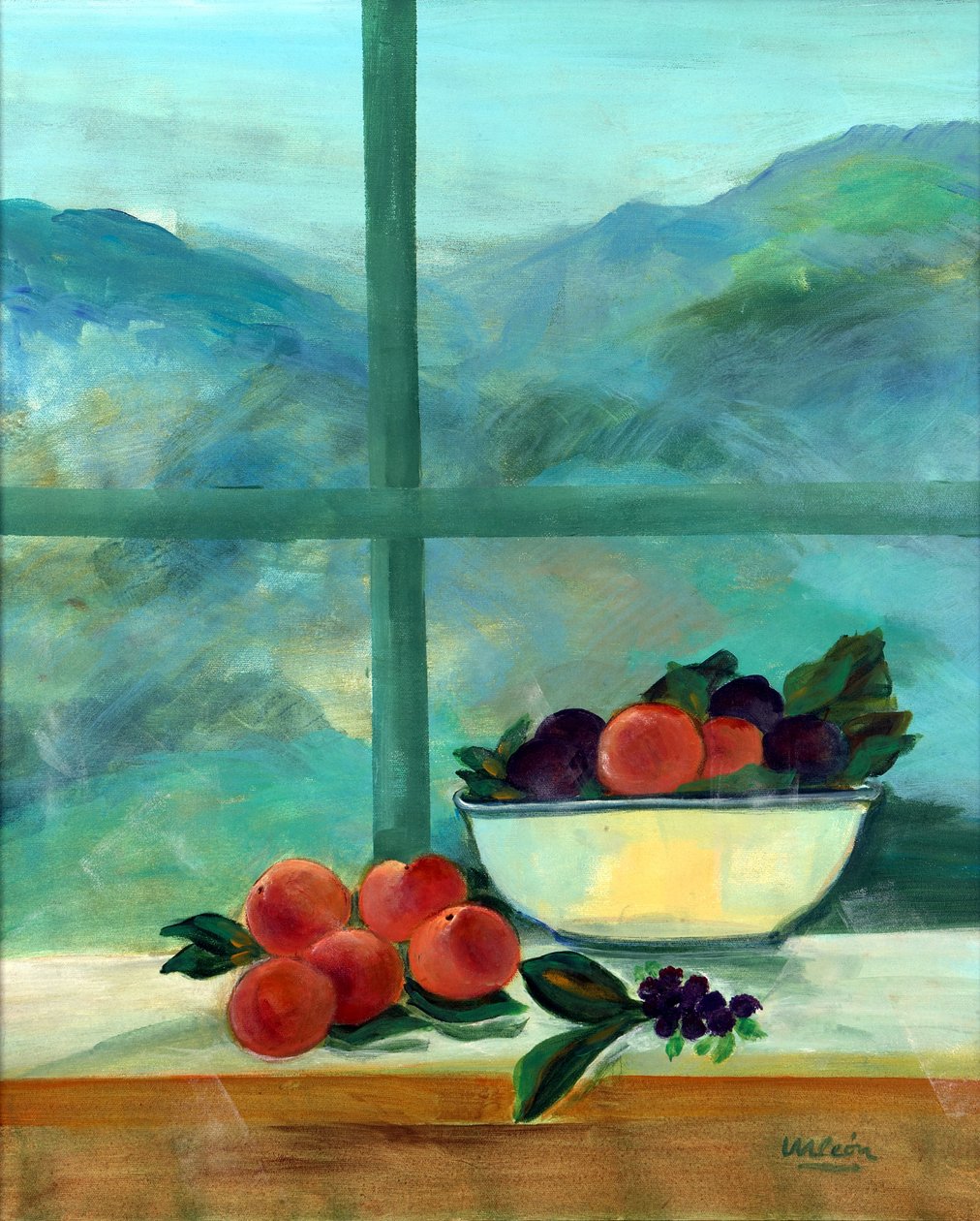 Intérieur avec fenêtre et fruits - Marisa Leon