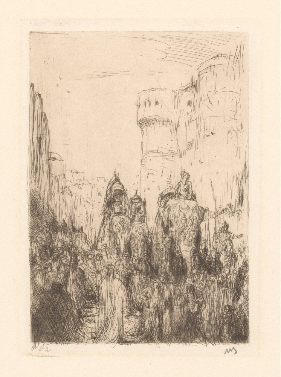 Défilé avec des éléphants - Marius Bauer (signed by artist)