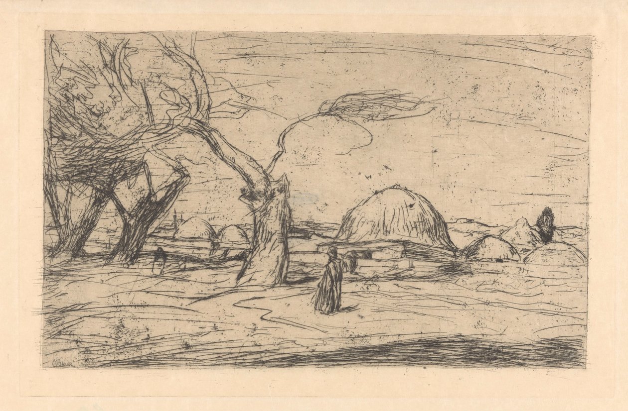 Paysage oriental avec bâtiments - Marius Bauer
