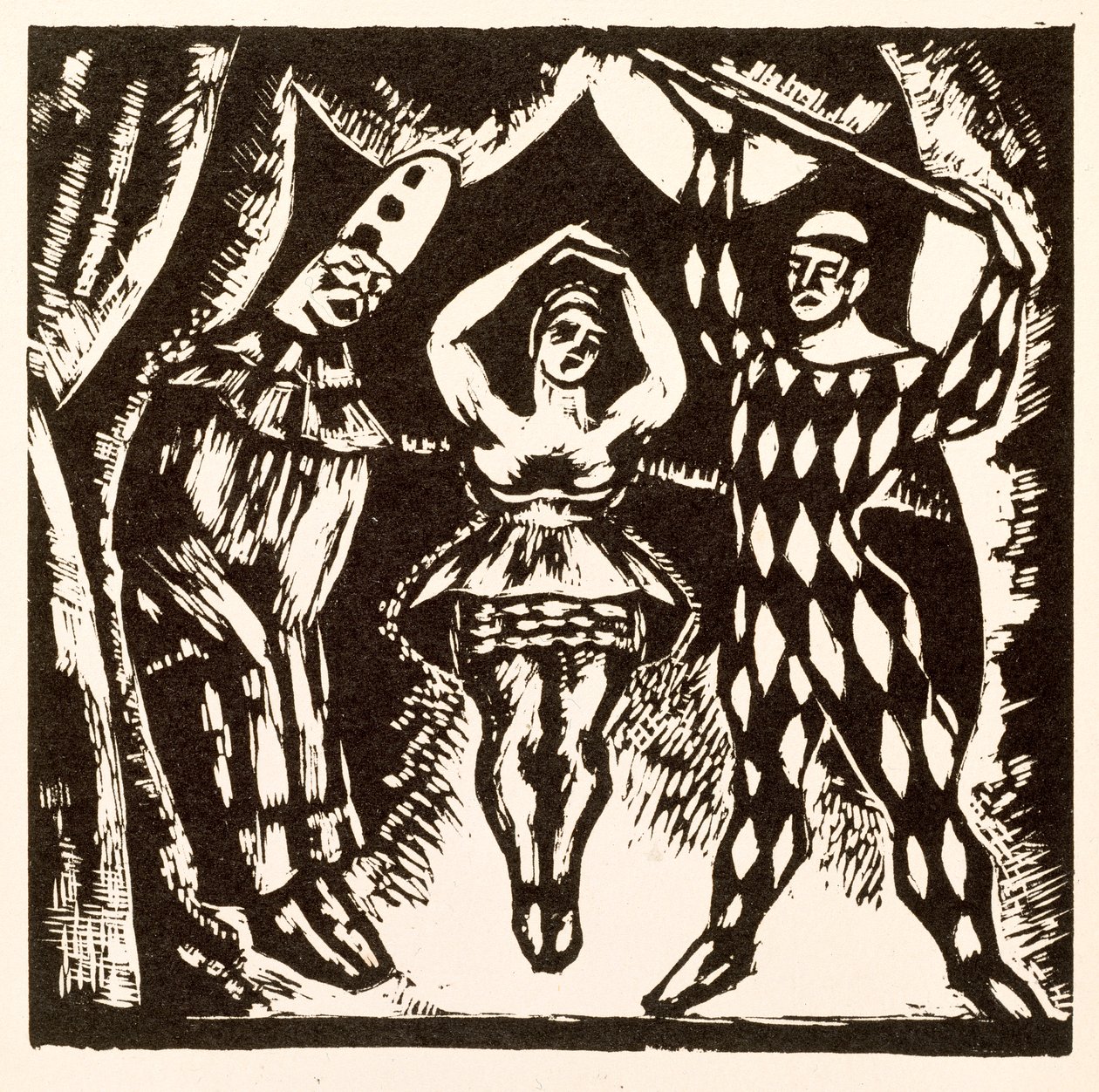 Harlequinade, gravure sur bois par Roger Fry - Mark Gertler