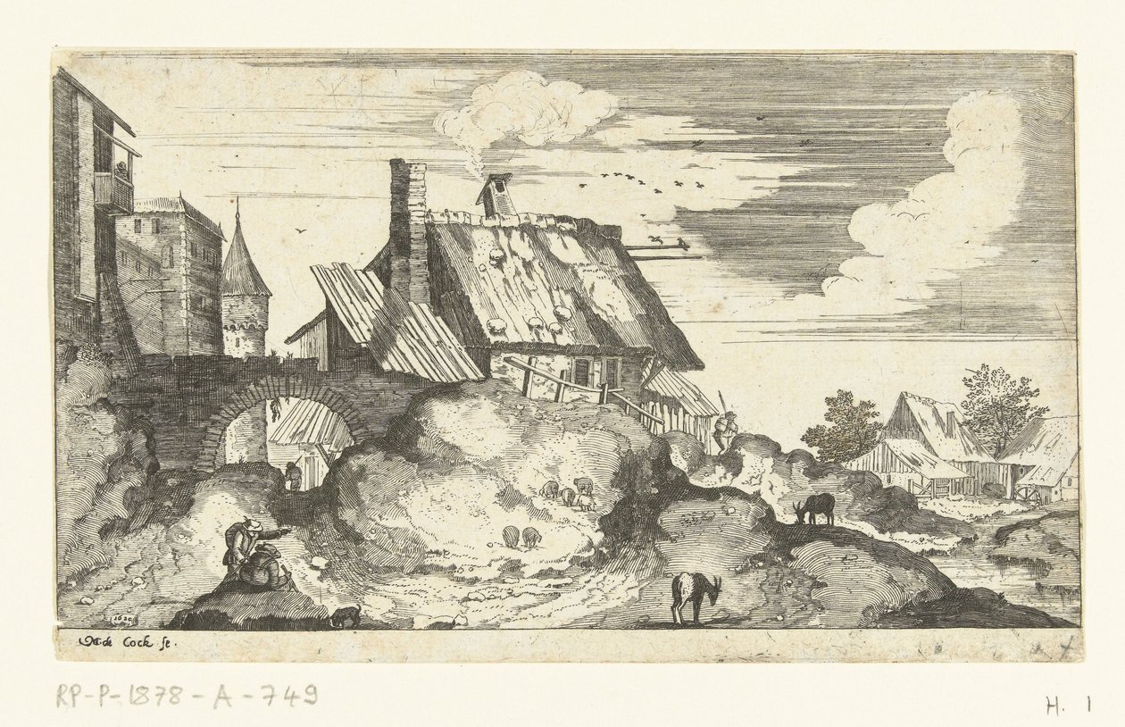 Paysage avec porte de ville - Marten de Cock