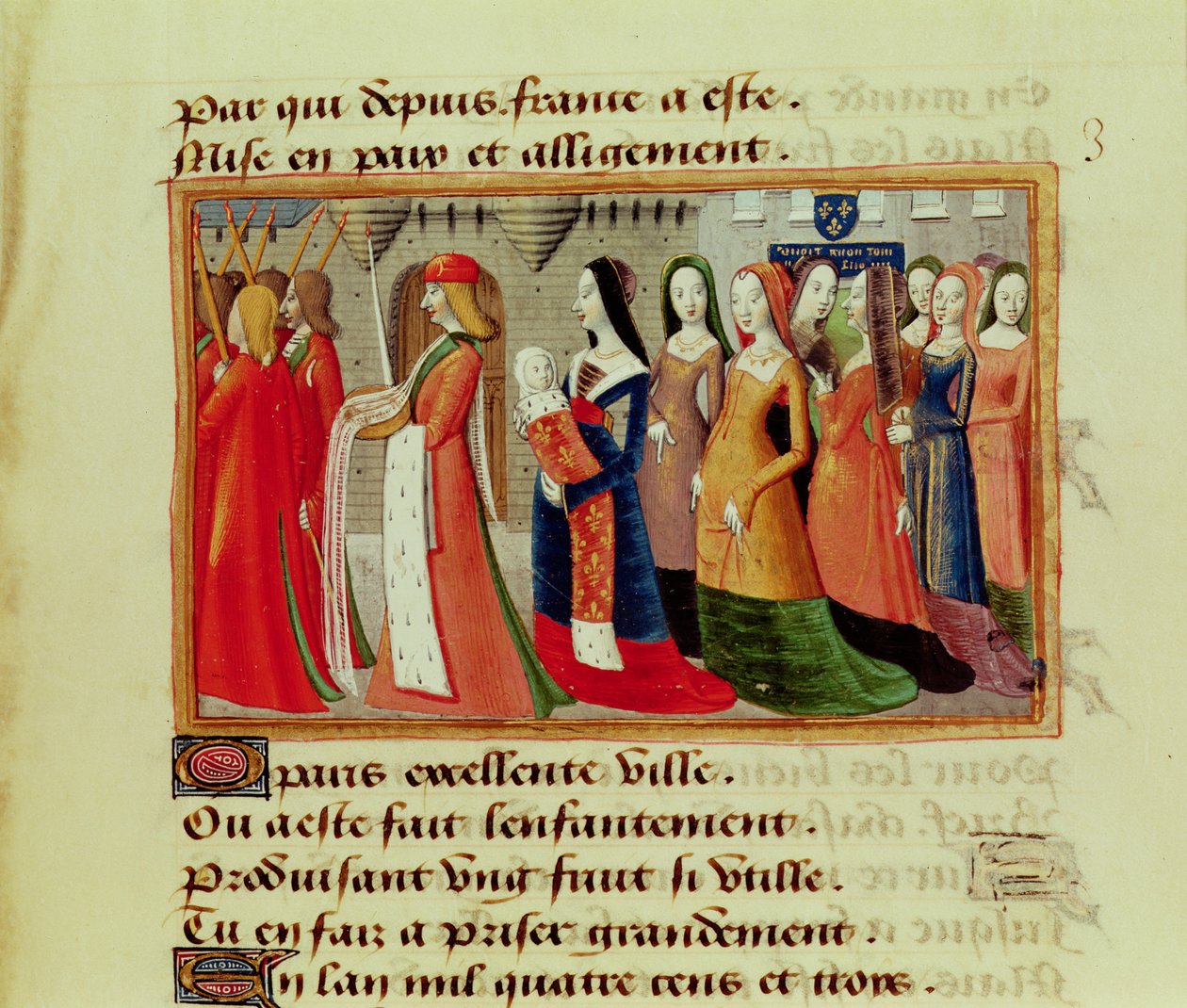 Présentation du Dauphin (1403-61) le futur Charles VII de France, à la ville de Paris, tiré des Vigiles de Charles VII, vers 1484 - Martial de Paris