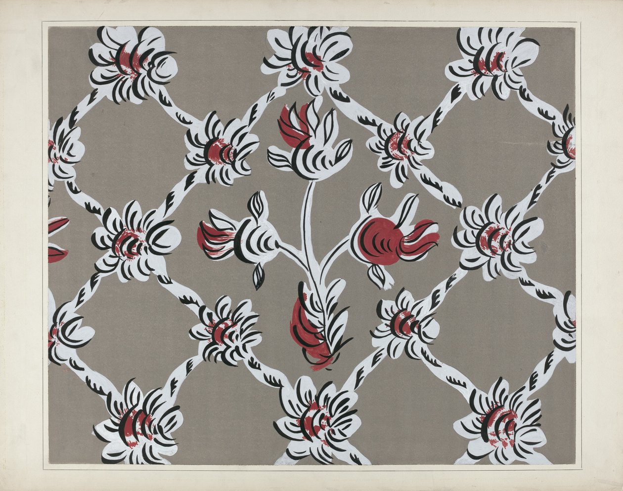 Détail de Mur Peint à la Main, vers 1938 - Martin Partyka