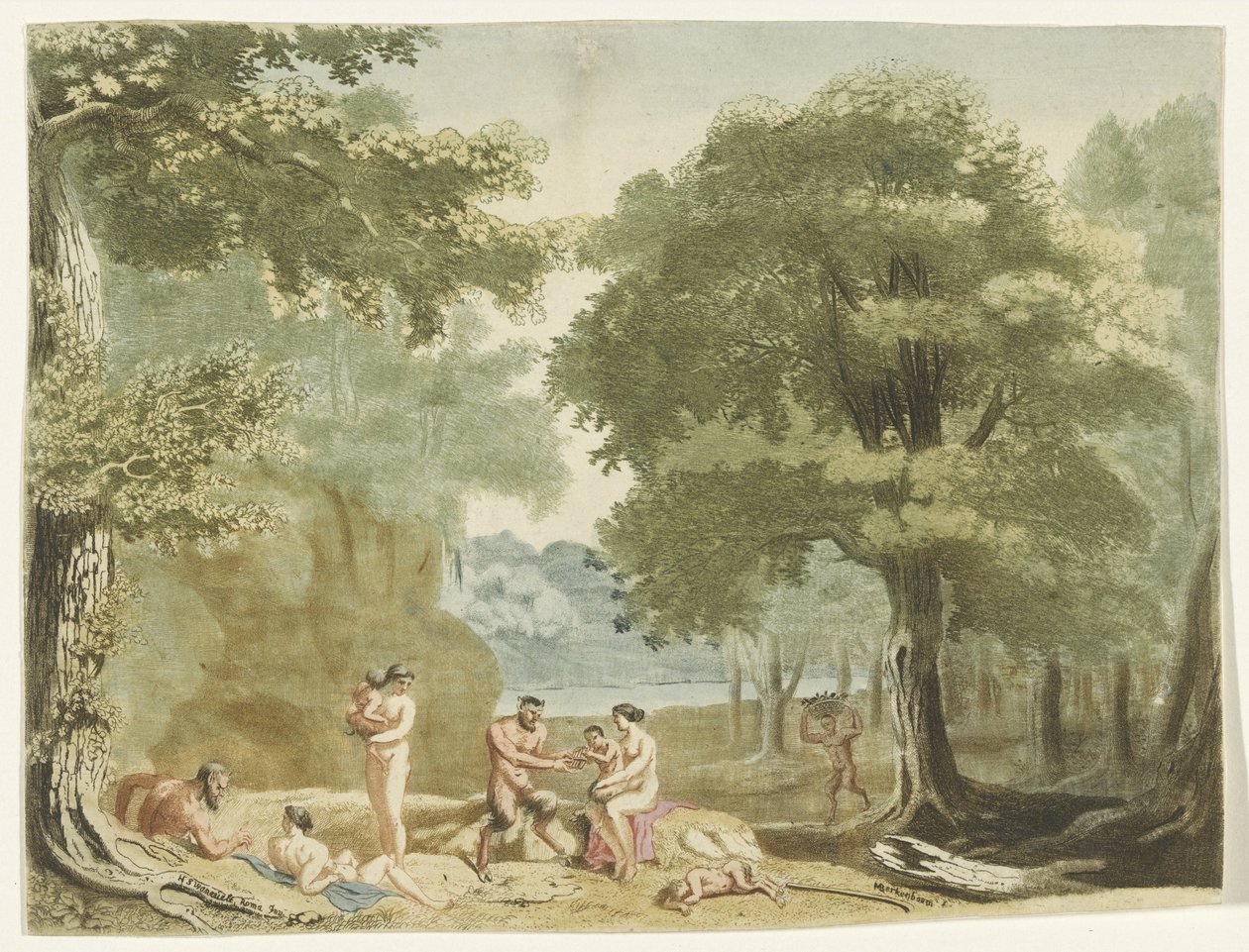 Nymphes et satyres dans un paysage - Martinus Berkenboom