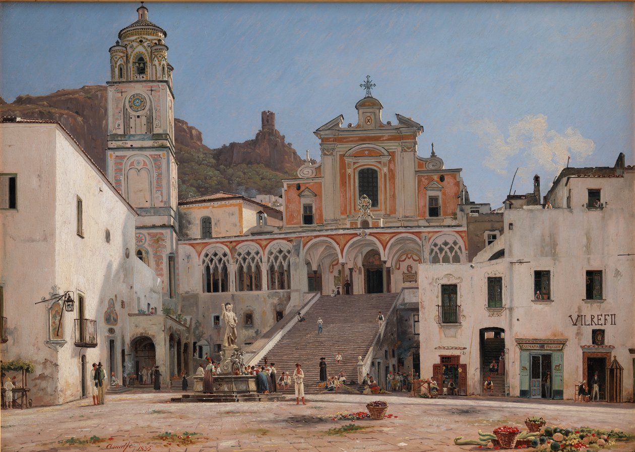 Vue de la place à Amalfi - Martinus Rorbye