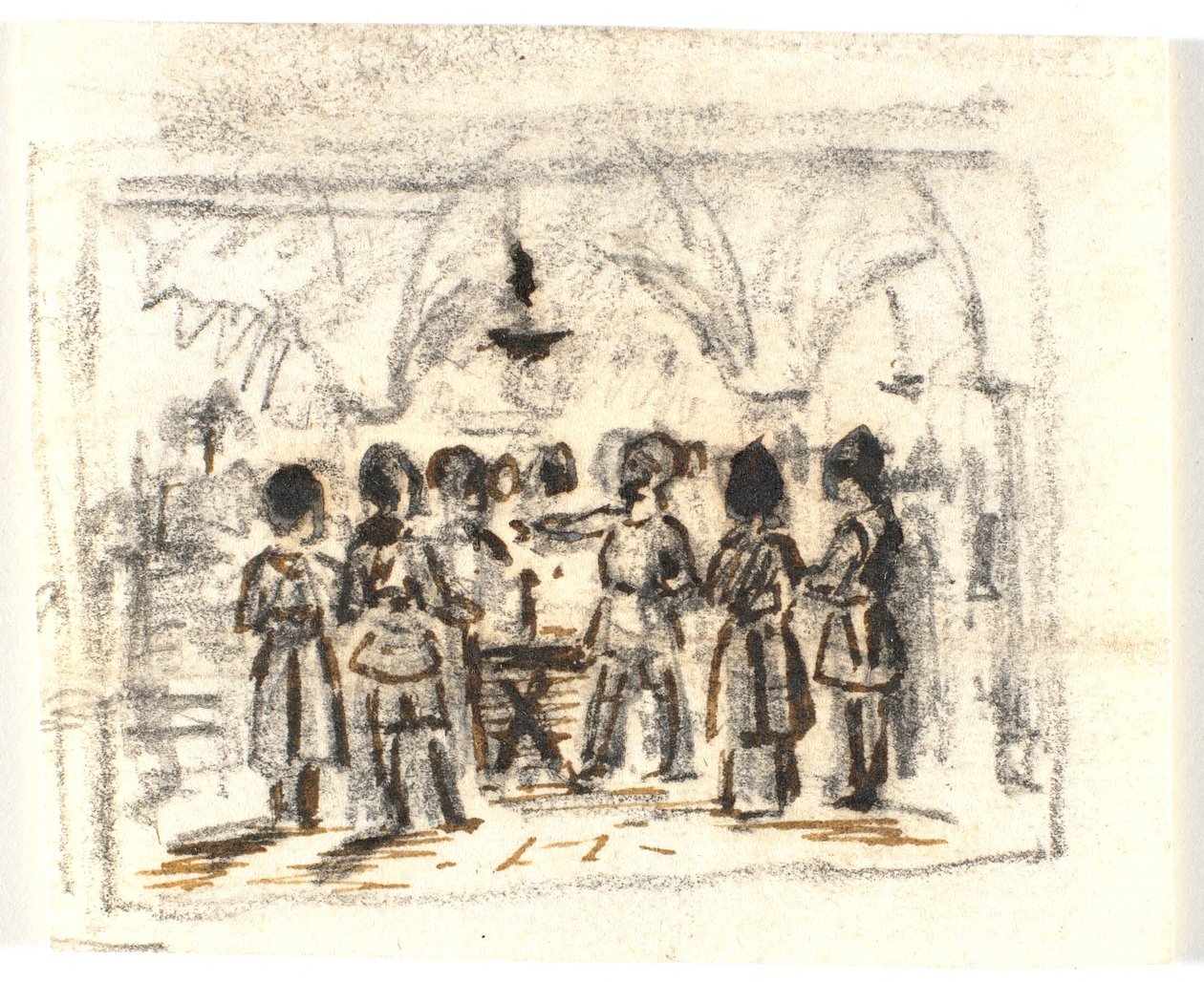 Esquisse de composition avec une scène médiévale (?) - Martinus Rørbye