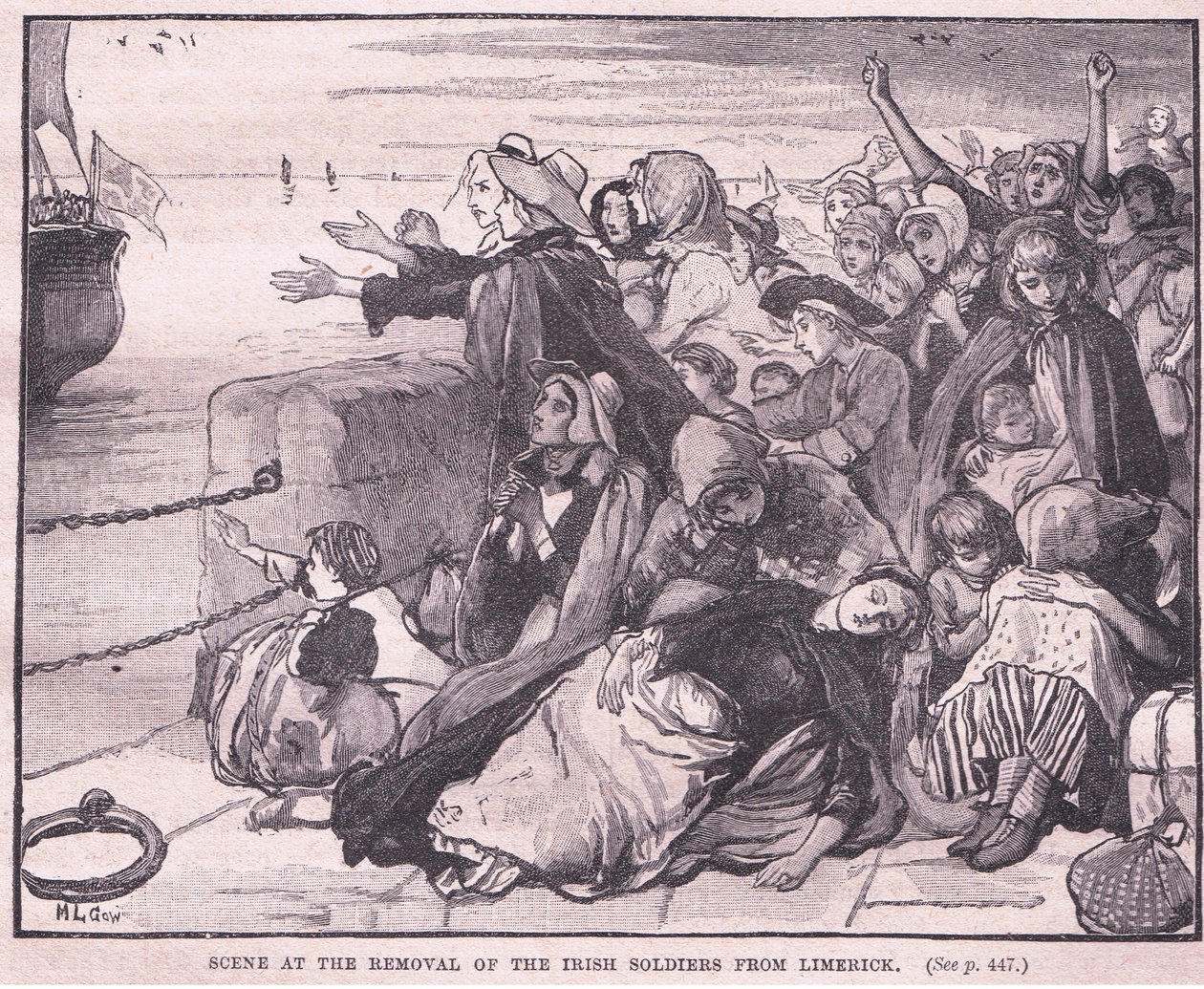 Scène du retrait des soldats irlandais de Limerick - Mary L. Gow