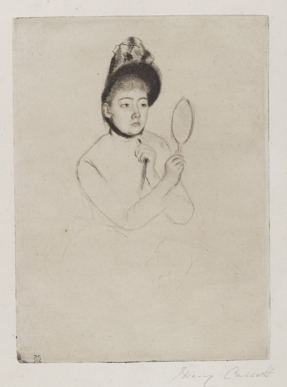 Femme au miroir (Le Bonnet) - Mary Cassatt