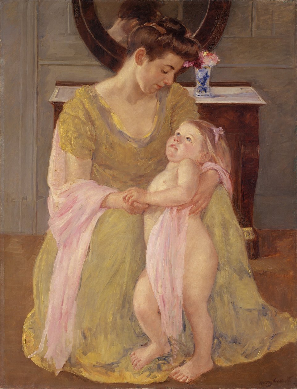 Mère et enfant avec une écharpe rose, vers 1908 - Mary Cassatt