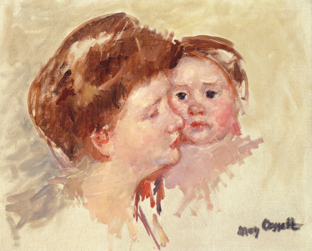 Mère de profil avec bébé joue contre joue (No.2) - Mary Cassatt