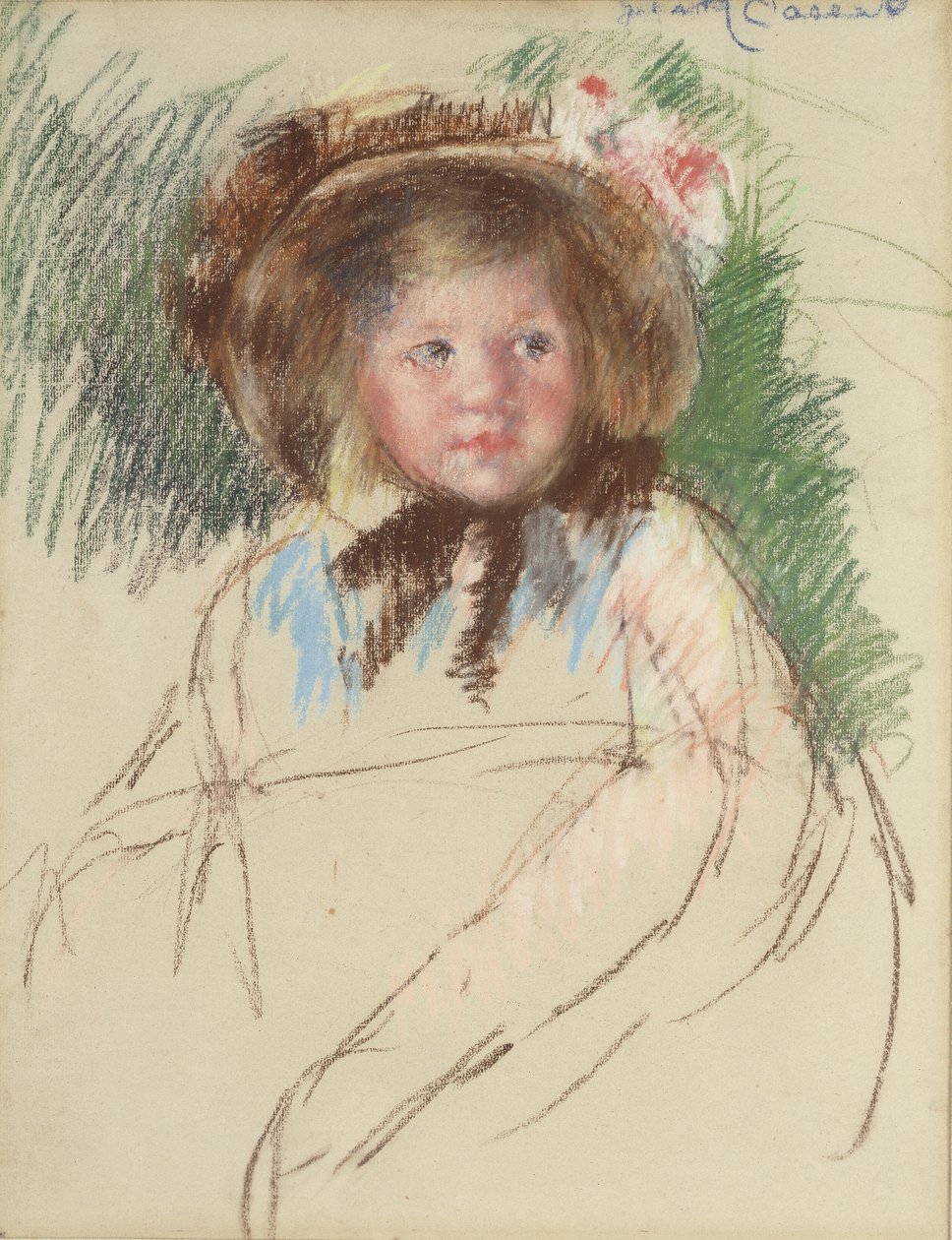 Sara avec un bonnet sombre attaché sous son menton, c.1901 - Mary Cassatt