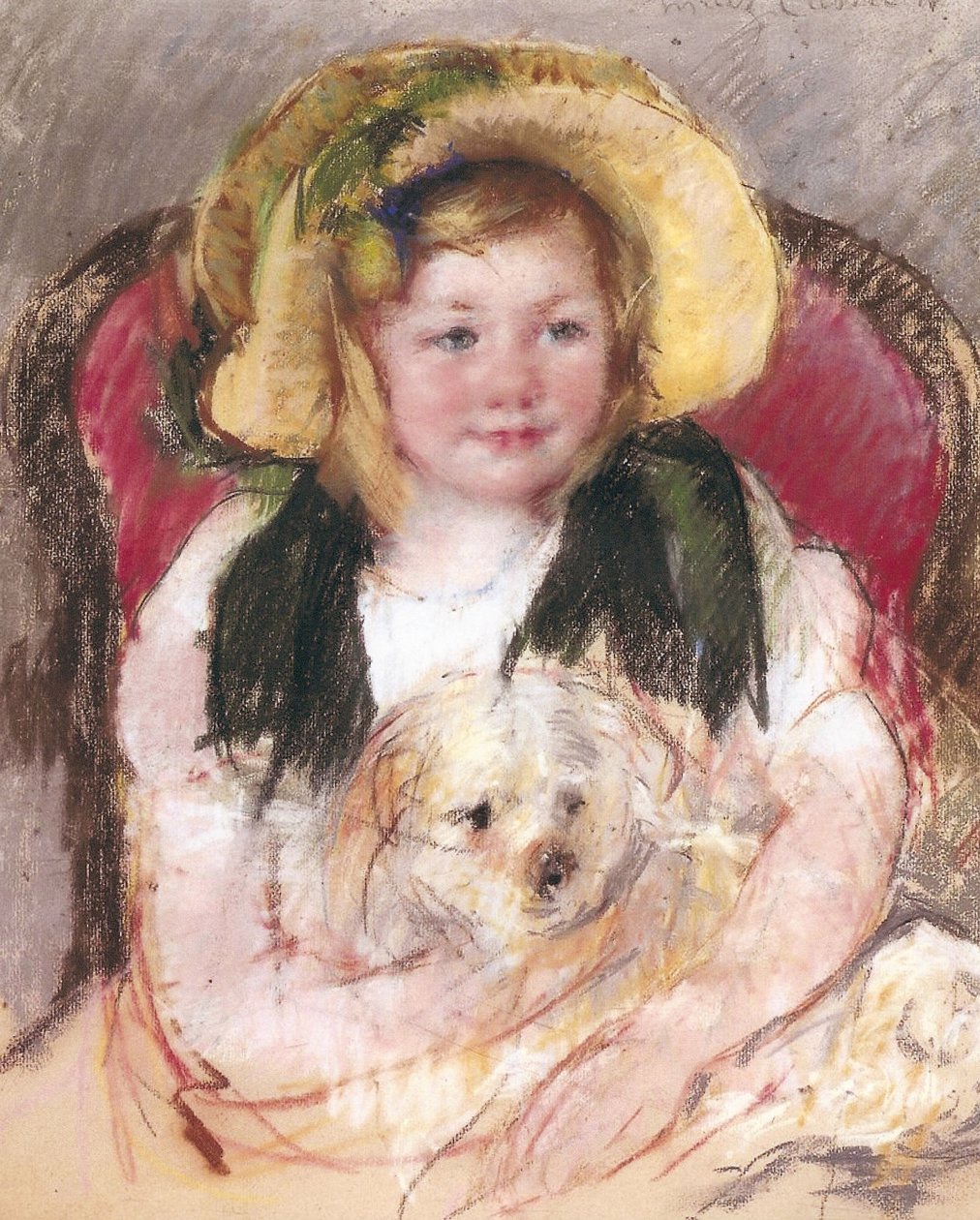 Sara avec son chien dans un fauteuil, 1901 - Mary Cassatt