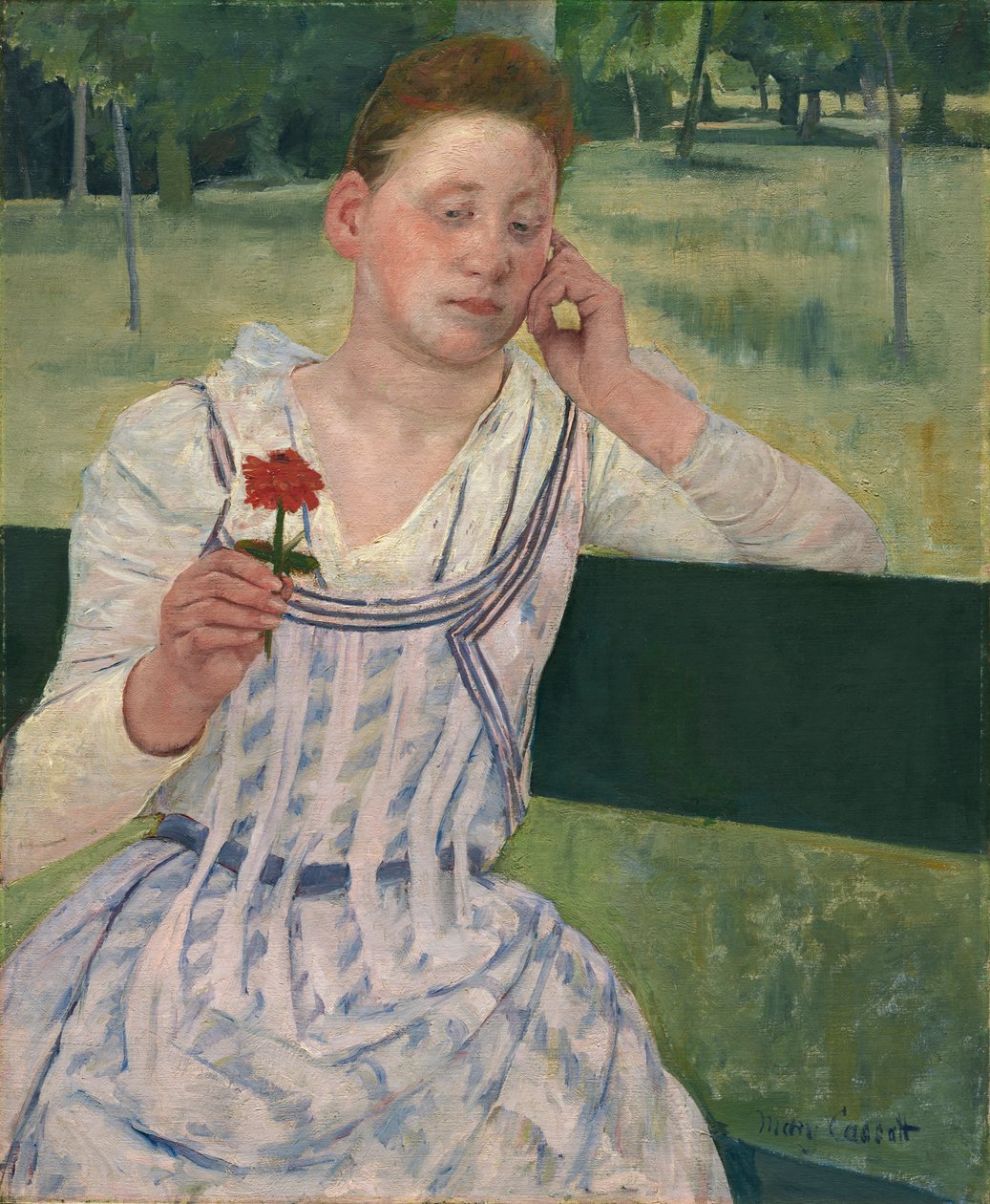 Femme avec un zinnia rouge, 1891 - Mary Cassatt