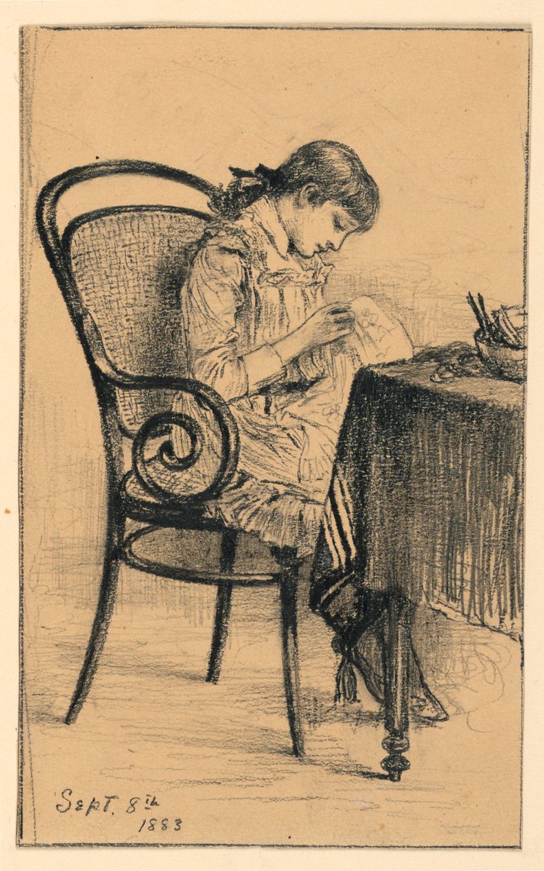 Dessin, Marian Sewing, 1883 - Mary A. Hallock Foote