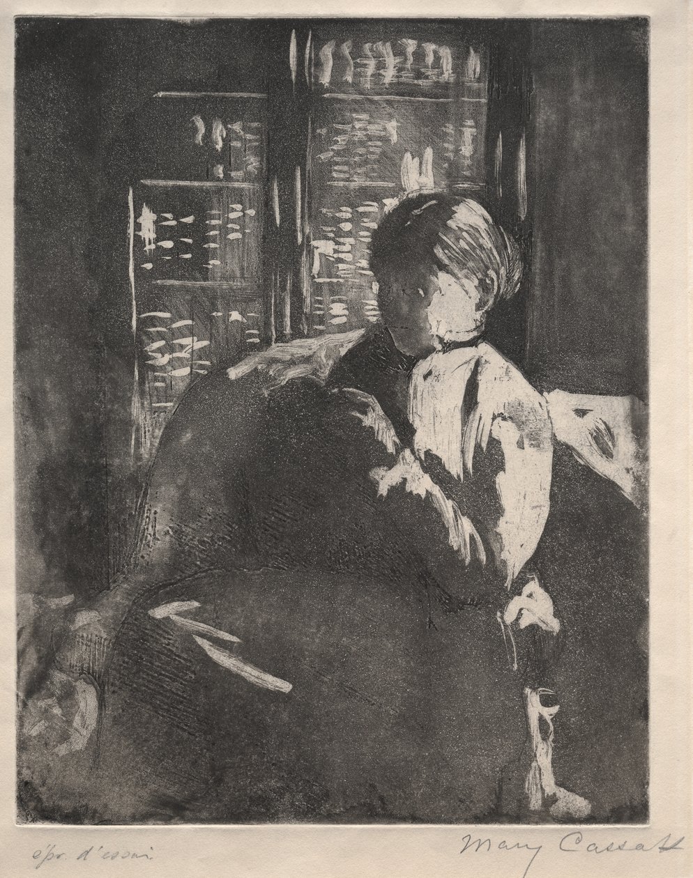 Tricot dans la bibliothèque - Mary Cassatt