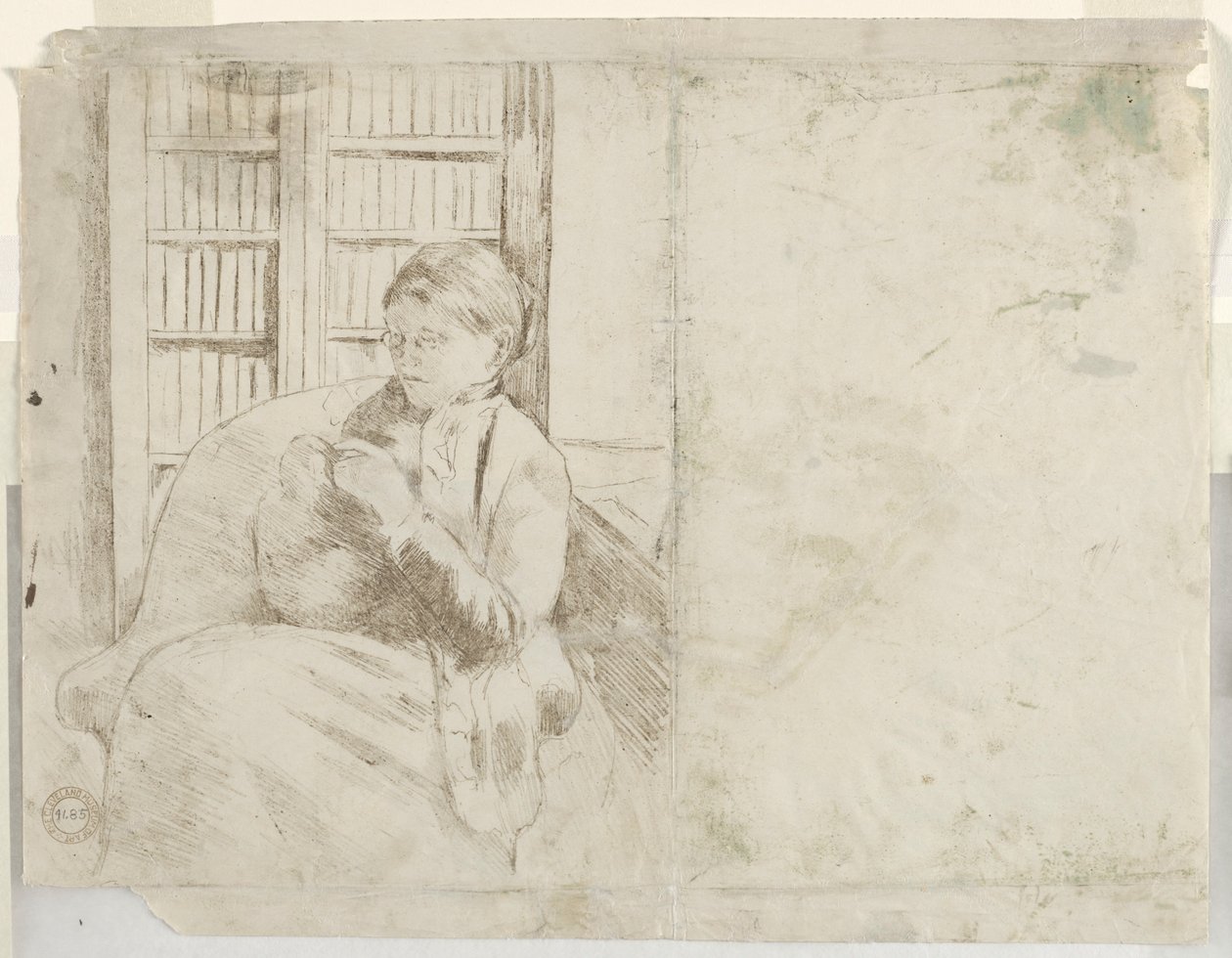 Tricot dans la bibliothèque verso, vers 1881 - Mary Cassatt