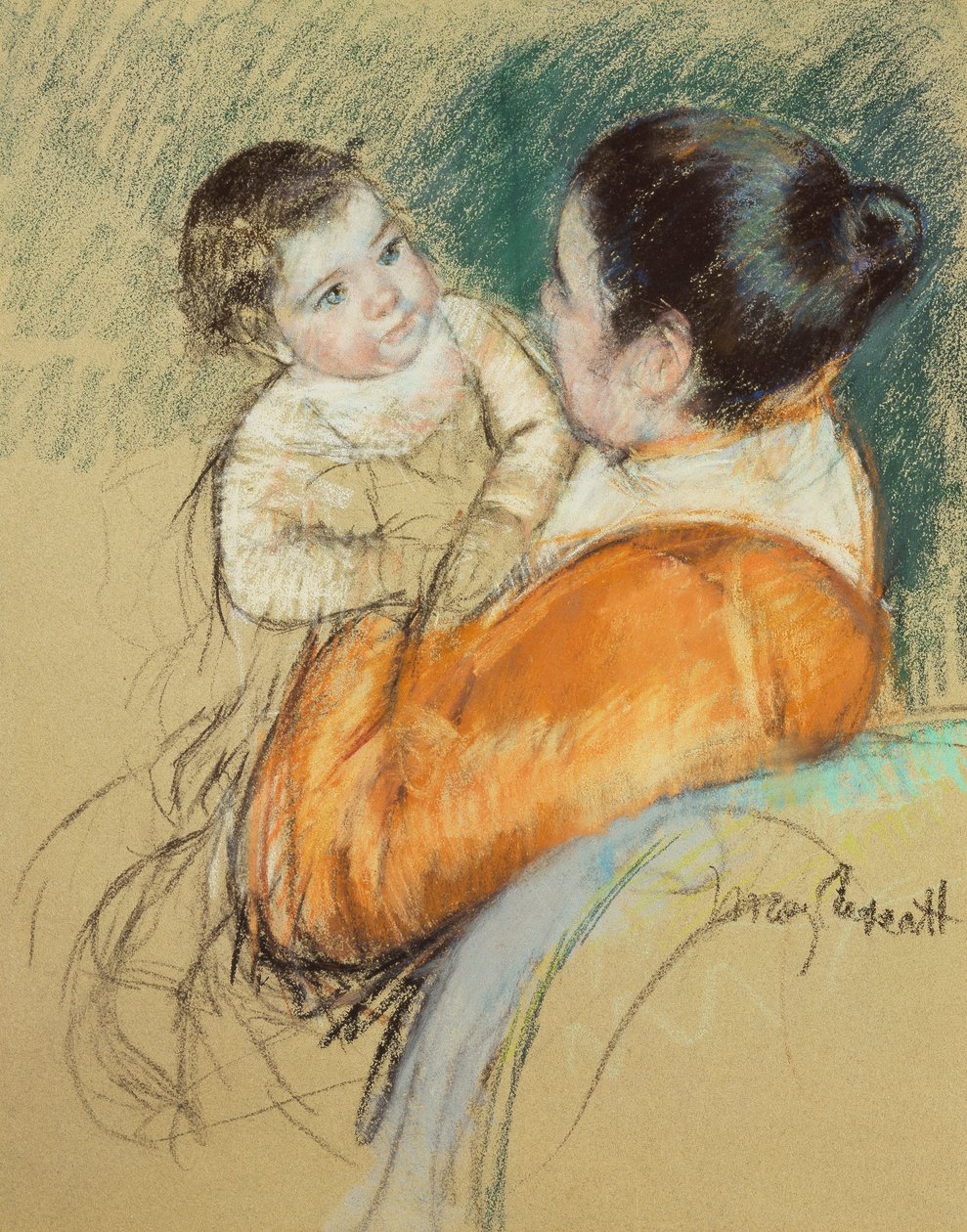 Mère Louise tenant son enfant aux yeux bleus - Mary Cassatt