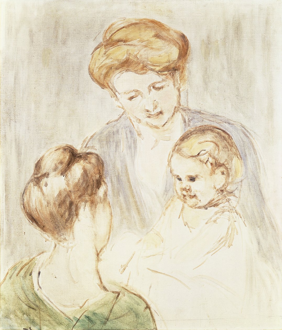 Bébé souriant avec deux filles - Mary Cassatt