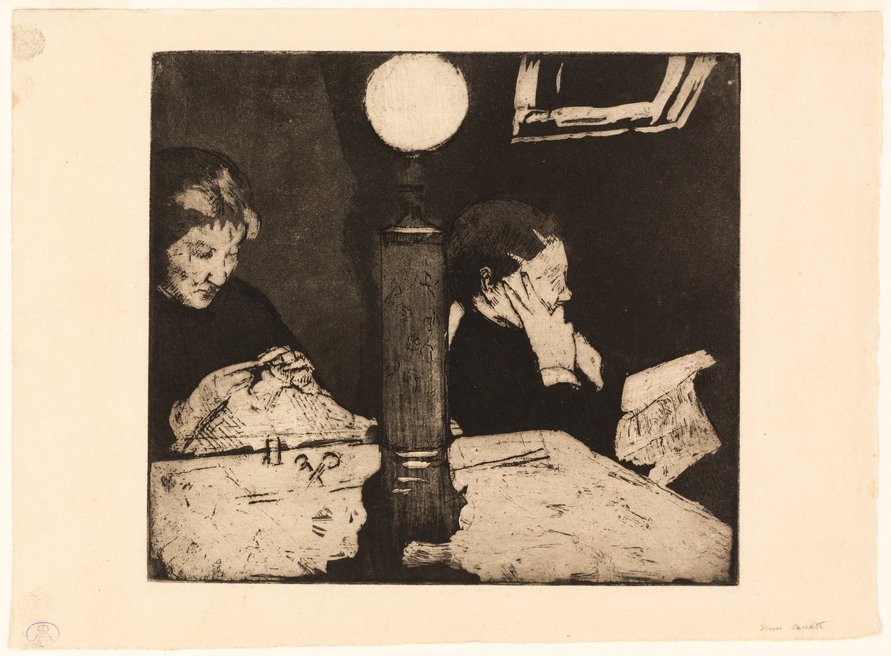 Sous la Lampe - Mary Cassatt