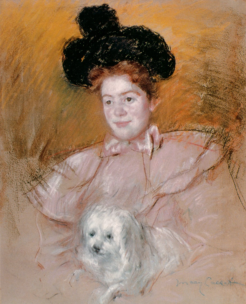 Femme tenant un chien - Mary Cassatt
