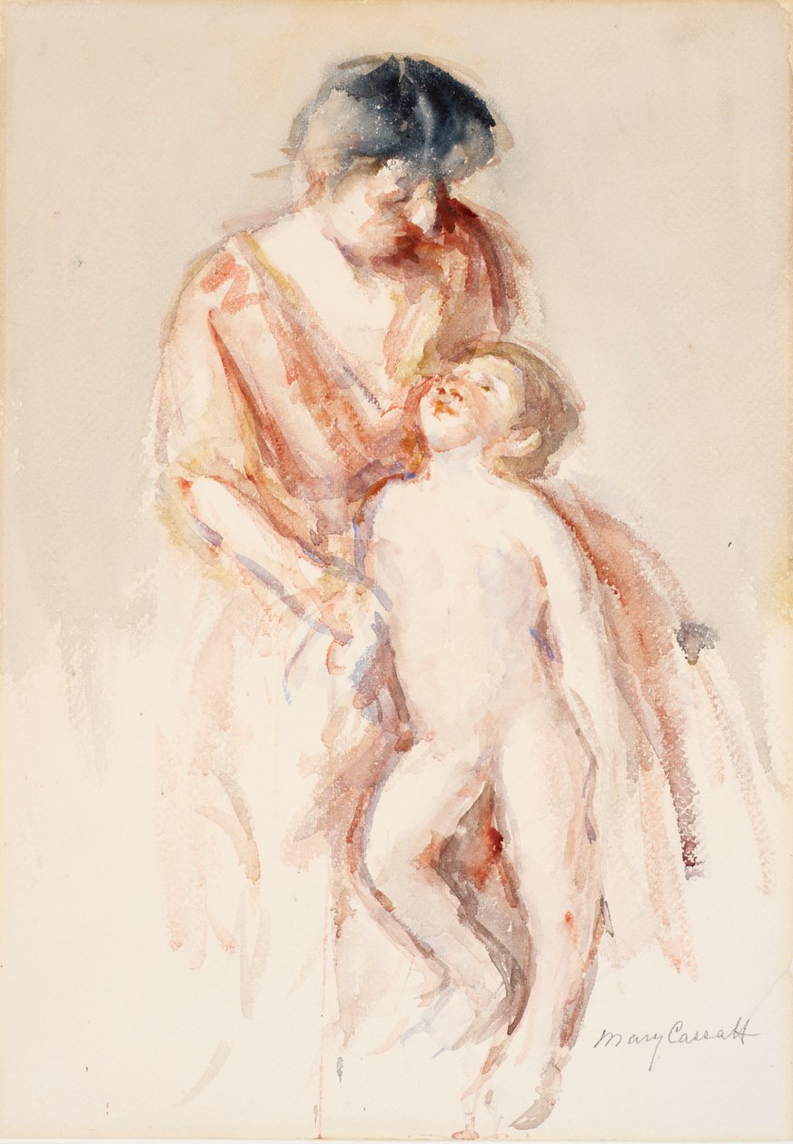 Femme avec garçon nu à sa gauche - Mary Cassatt