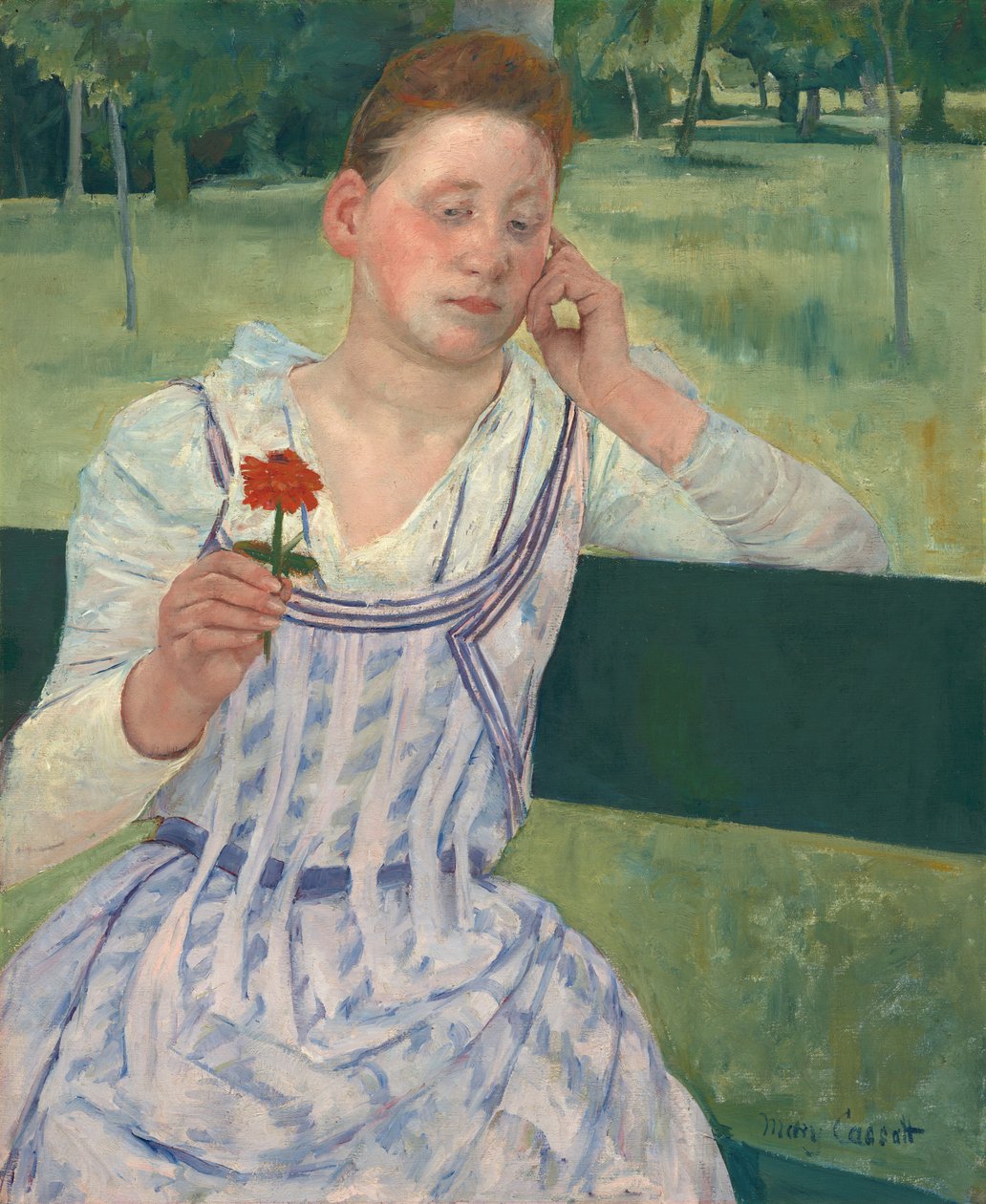 Femme avec un zinnia rouge, 1891 - Mary Cassatt