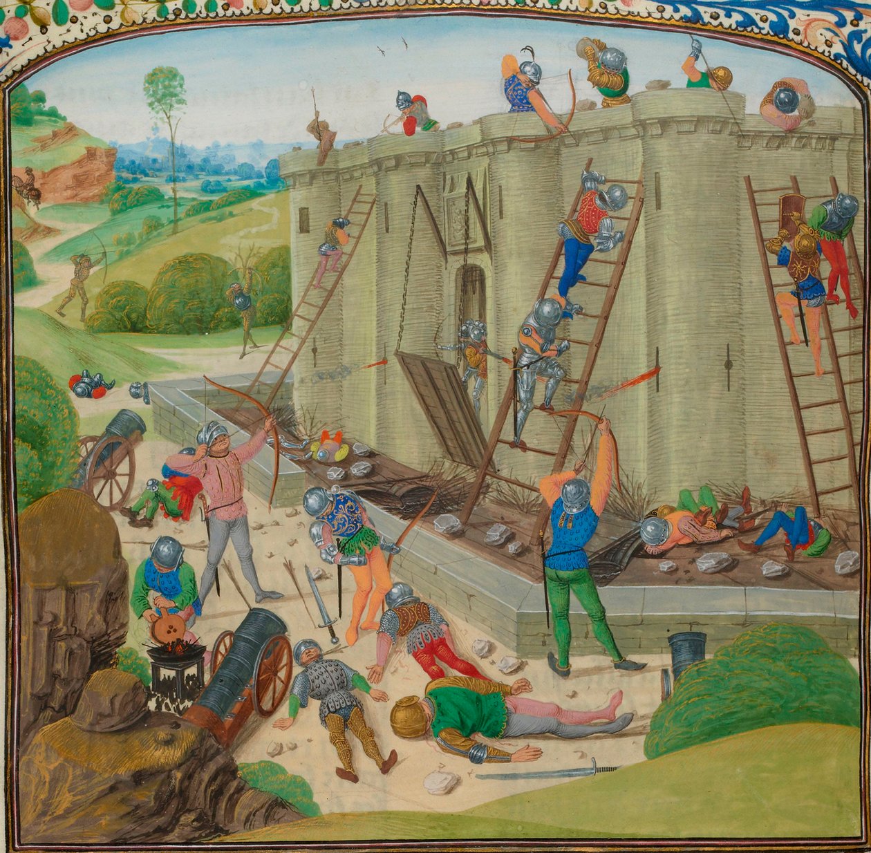 Les plus anciennes représentations connues du château illustrent le siège de Brest par le duc de Lancastre en 1386. - Master of Anthony of Burgundy