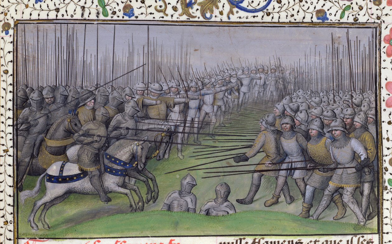 Ms 659 f.284r Les Français battant les Flamands à Westrozebeke en 1382, 1477 - Master of Mary of Burgundy