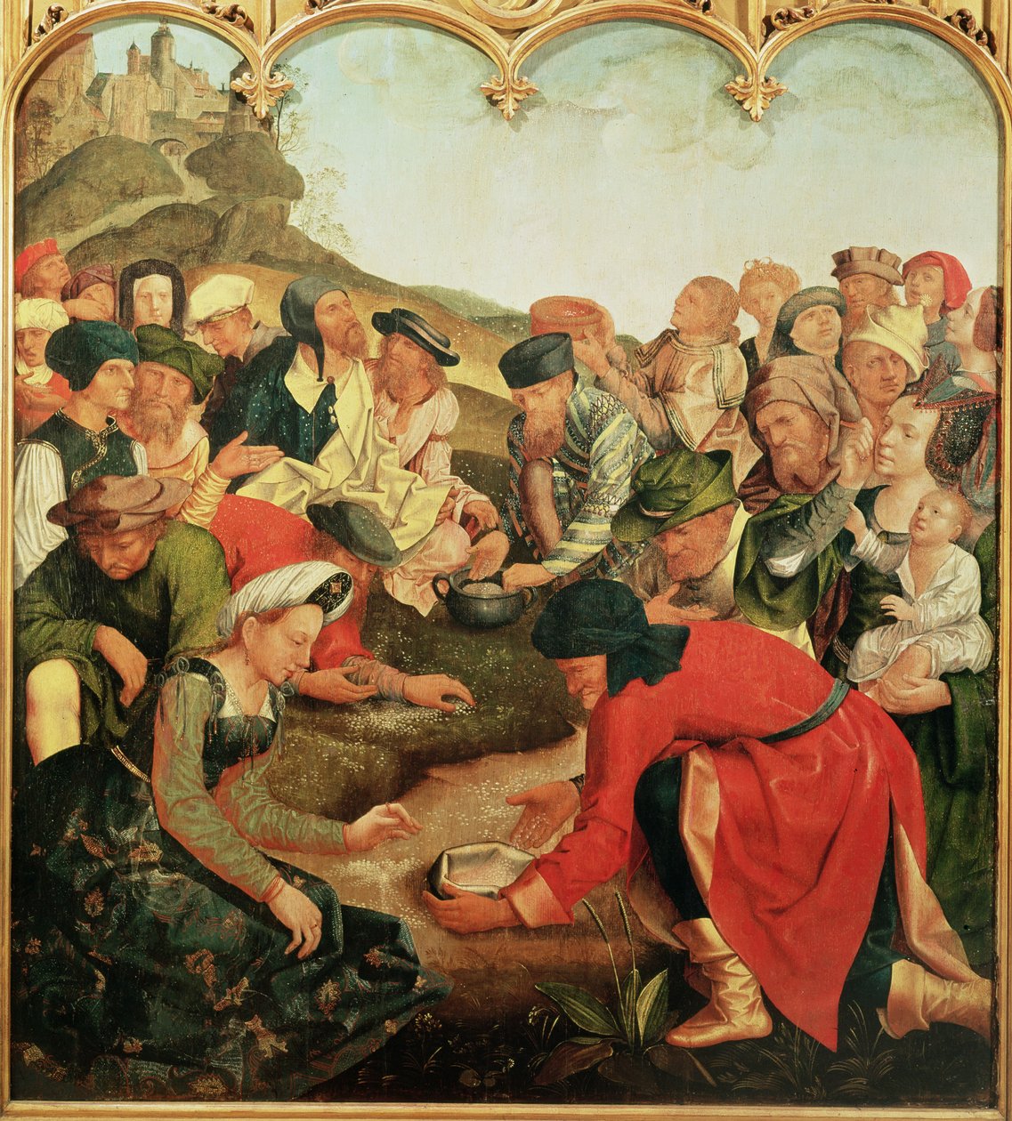 La collecte de la manne dans le désert - Master of the Evora Altarpiece