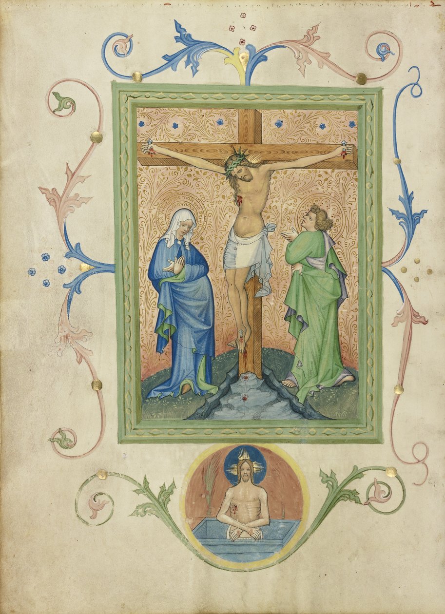 La Crucifixion du missel du Collegium Ducale, c.1420-30 - Master of the Kremnitz Stadtbuch