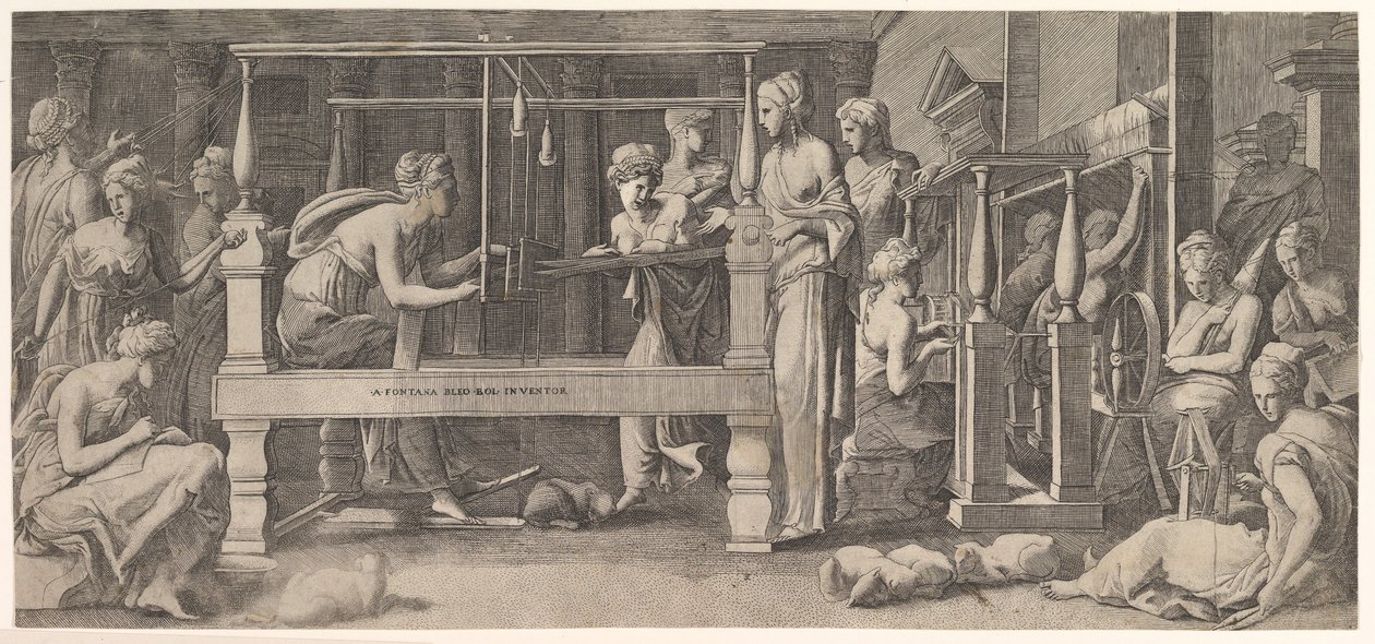 Femmes filant, tissant et cousant, milieu du XVIe siècle - Master FG