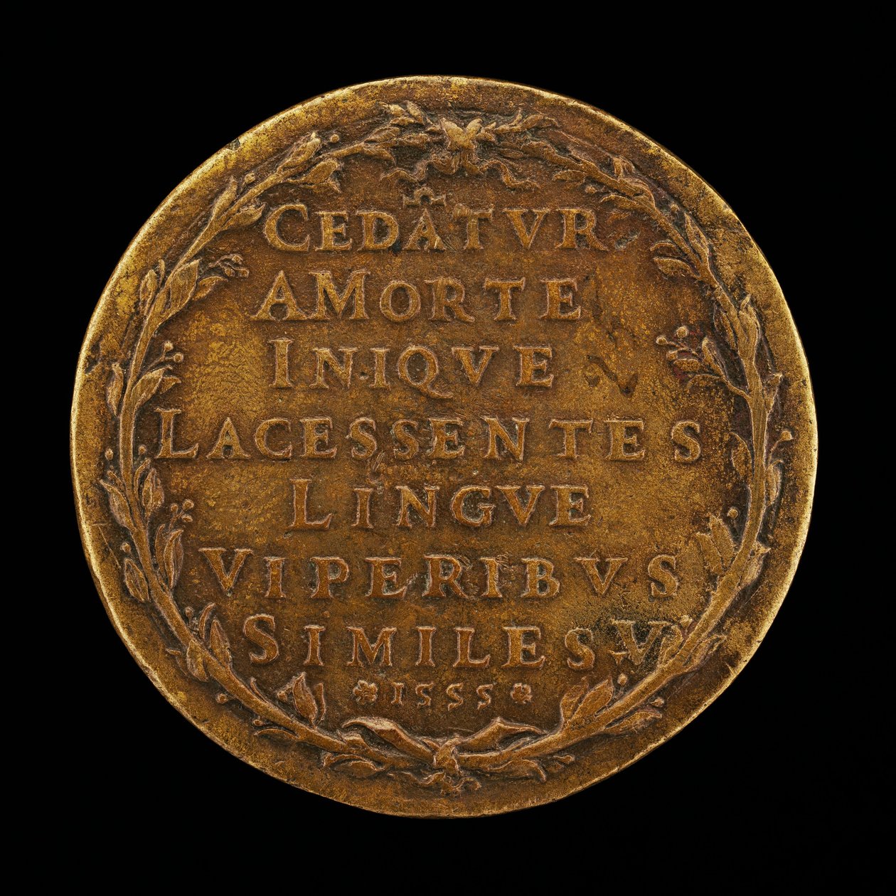 Inscription dans une couronne de laurier [verso], 1555 - Master I.A.V.F.