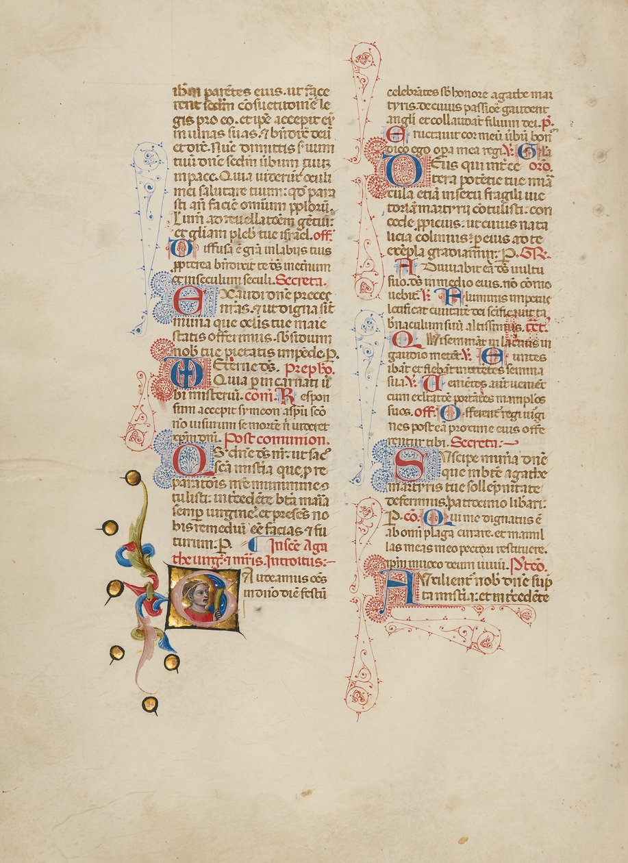 Initiale G : Sainte Agathe - Master of the Brussels Initials