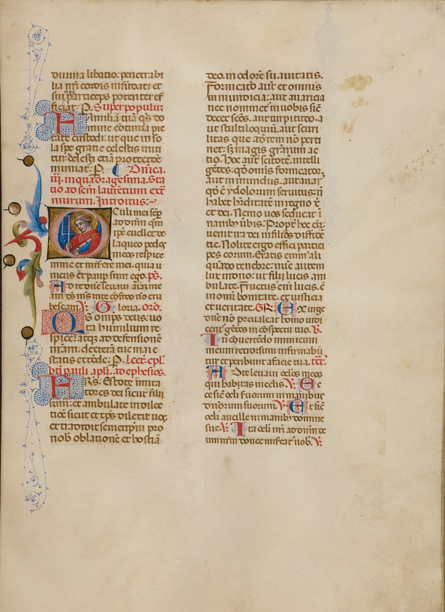 Initial O : Saint Lawrence - Master of the Brussels Initials