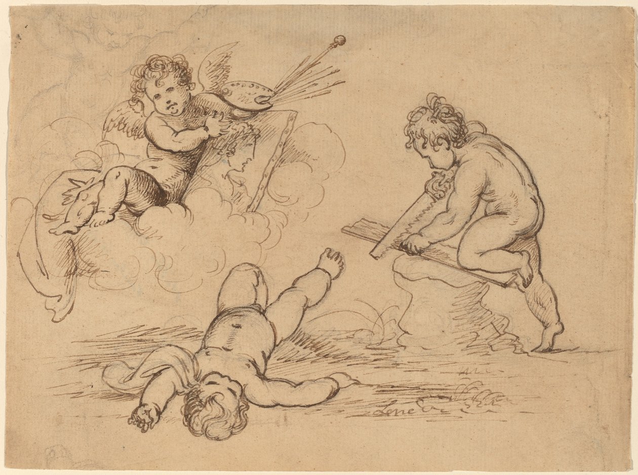 Allégorie : Quatre putti - Mather Brown