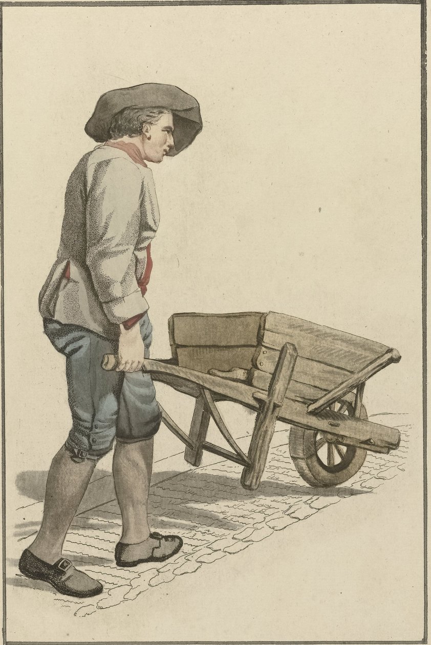Homme avec une brouette - Mathias de Sallieth