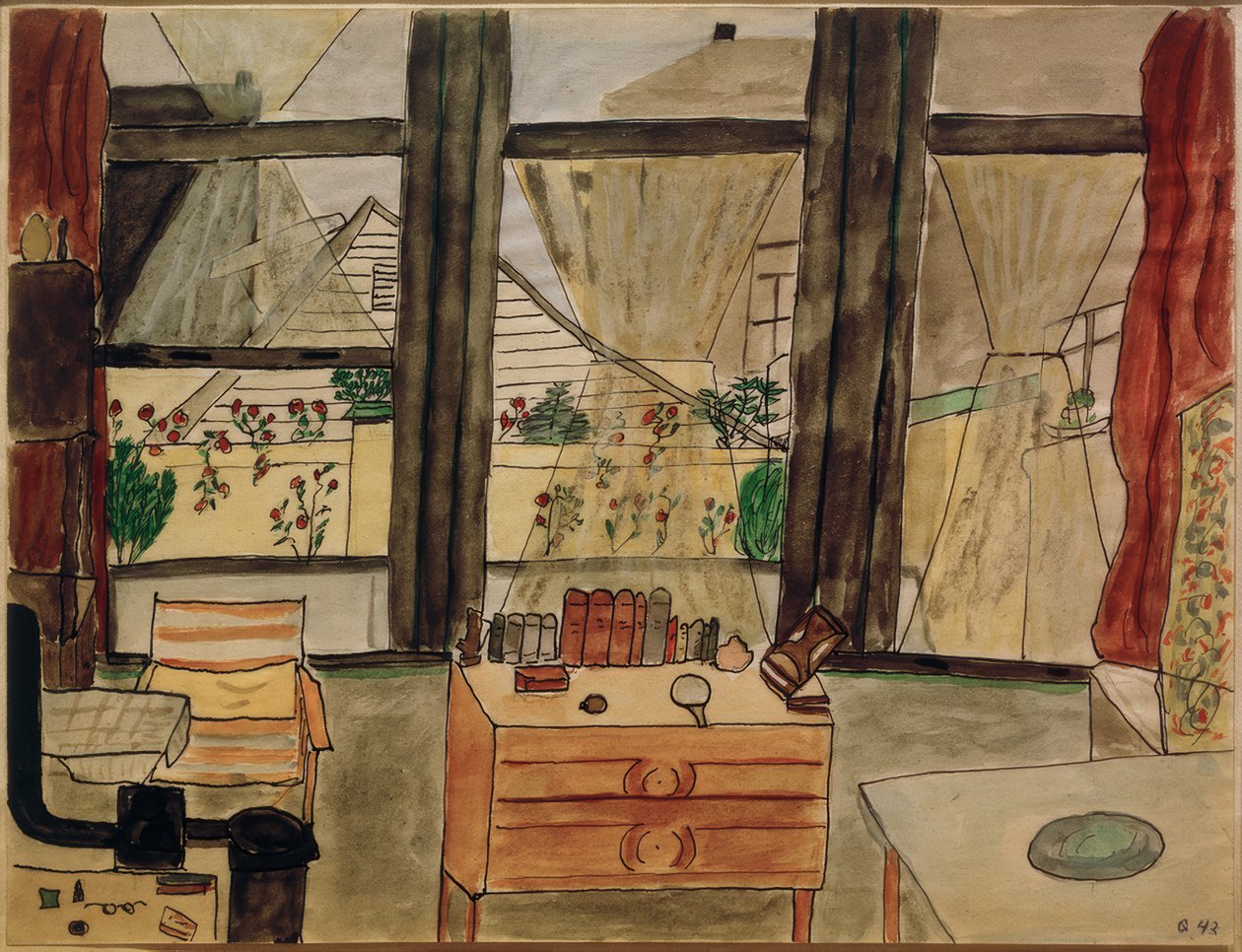 Chambre à coucher de Max Beckmann avec rideau ouvert - Mathilde Beckmann