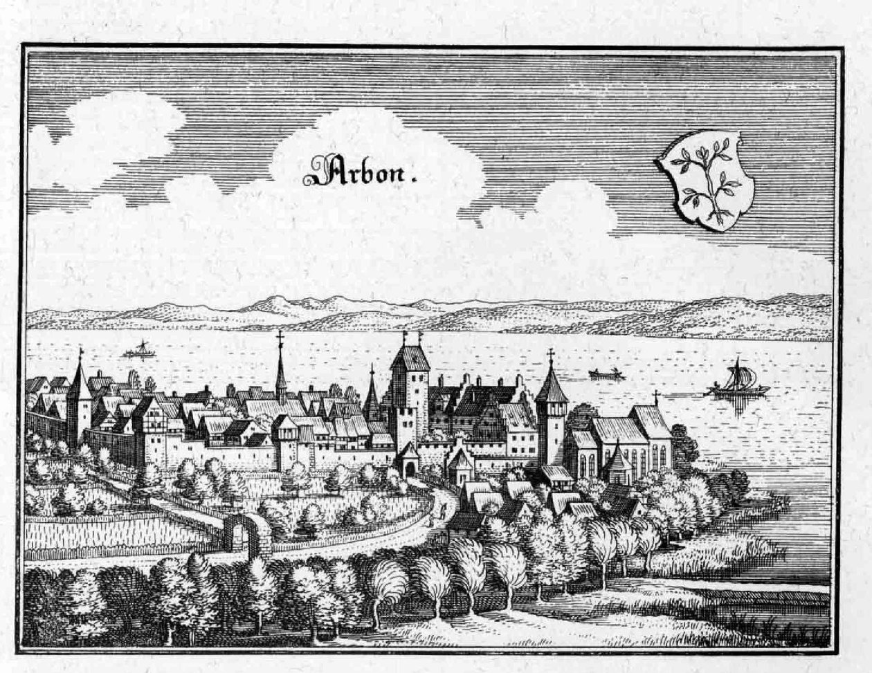 Arbon - extrait de Topographia Sueviae (Schwaben) - Matthaus Merian